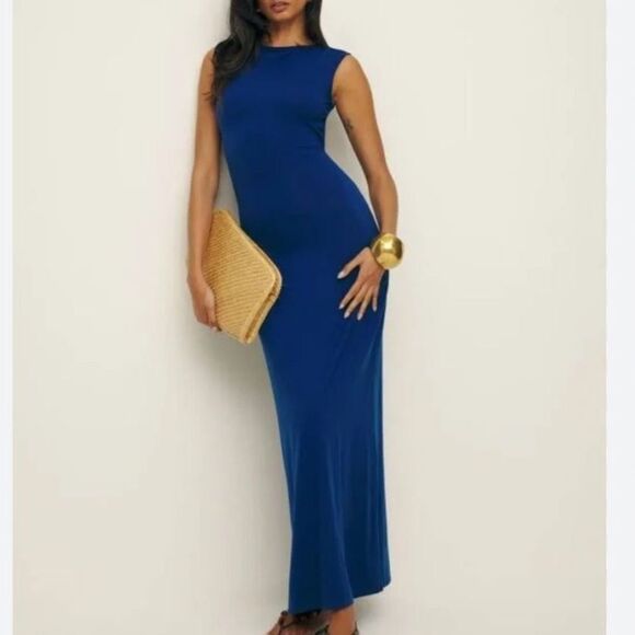 Reformation Sabine Knit Dress Royal Large NWT $218 - Picture 1 of 8